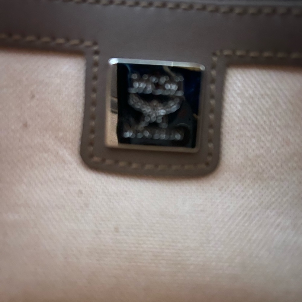 MCM White and Red Wristlet with Orange Accent - Picture 6 of 9
